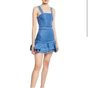 Alexis Light Blue Denim Ruffle Mini Dress